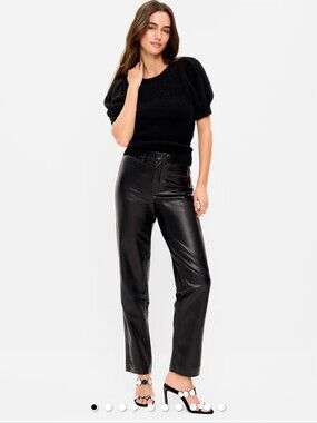 Old Navy Black Faux Leather Cropped Ankle Pants
